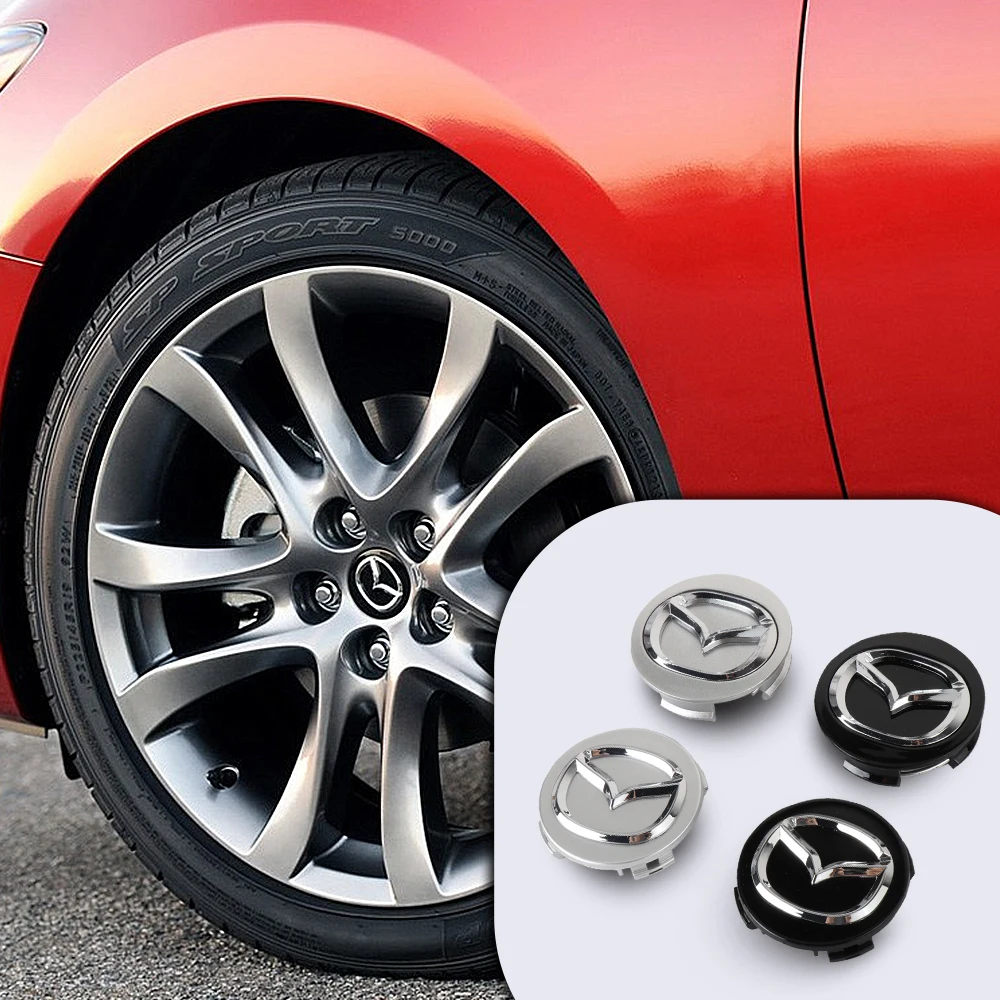 4PCS 56mm Car Wheel Center Caps Tyre Rim Hub cap Cover Stickers Badge For Mazda 2 3 5 6 7 323 626 RX7 RX8 MX3 MX5 Axela Atenza