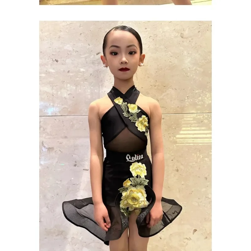 Vestido de baile latino para mujer, ropa de escenario para niña, vestido para niño, ropa para baile, conjunto dividido, camisa de baile, minivestido para niña latina