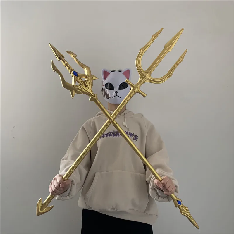 FigureCrazy Gold Trident God Of Sea Cosplay Legend Gem Fork Safety PU Toy Weapon Sword Gift Adult Kid Retro Length Big 100cm