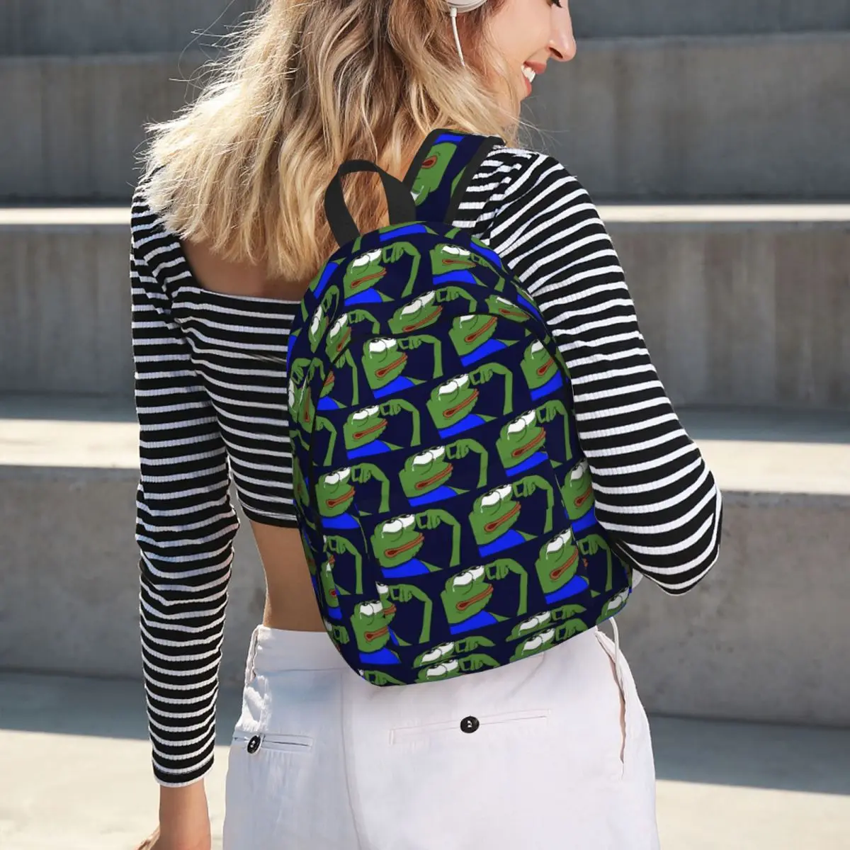 

Crying Pepe The Frog Meme Backpack Hot Sale Daypack Large Capacity Kids BookBag School Bag Shoulder Bags for Men Women