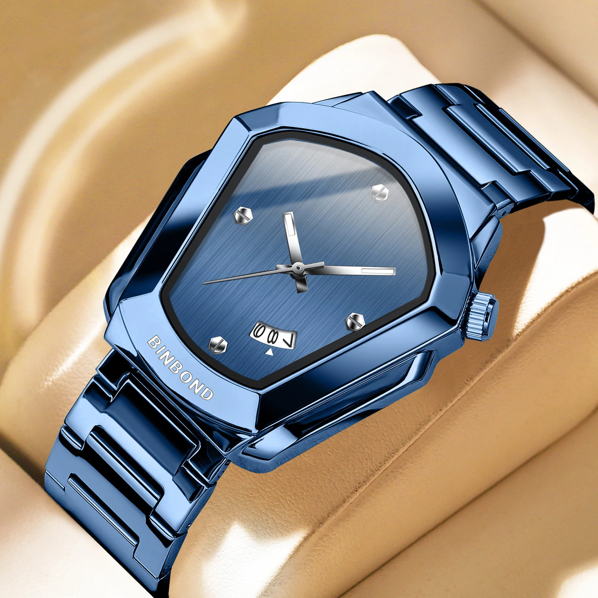 

Модные мужские часы BINBOND, классные и модные мужские кварцевые часы, мужские часы с циферблатом специальной формы, многоугольные циферблаты, новинка