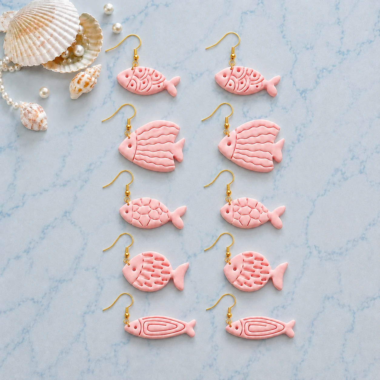 1 Stück Ohrring-Herstellungsform, Kreative Fisch-Serie, Weiche Keramik-Polymer-Clay-Schneider, Cartoon-Fischform, DIY Handgemachte Schmuckherstellung – Detail 6
