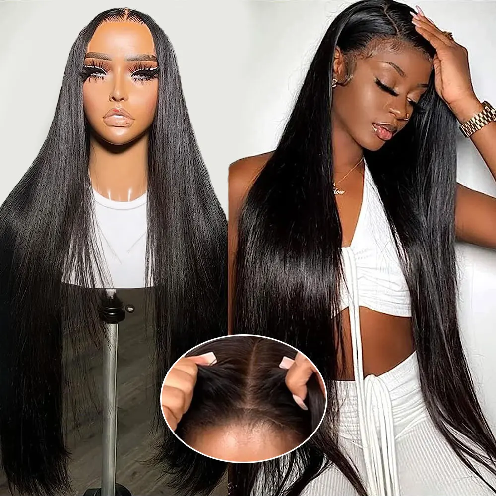 40 Inches Bone Straight Glueless Human Hair Wigs Ready To Wear 7x5 Lace Closure Wig 13x4 Lace Front Human Hair Wig Pre Plucked