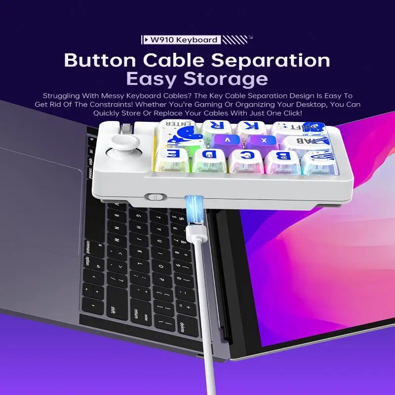 12Keys 3Modes Wired Wireles 2.4G BT Custom Macro Programmable Fully Hot Swappable Mechanical Game Keyboard RGB Light For Win