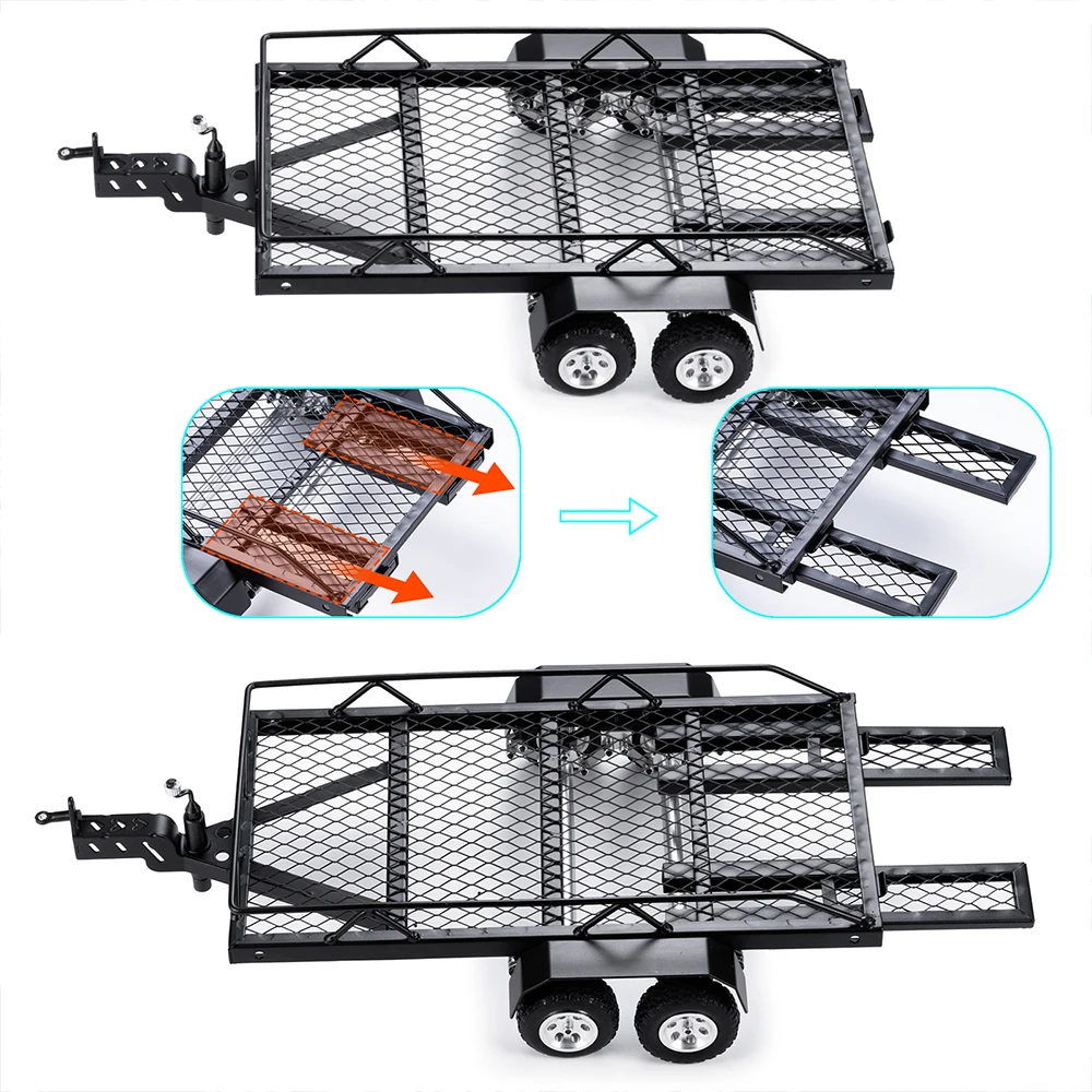 MIBIDAO Heavy Duty Metall Anhänger für TRX4-M Axial SCX24 FCX24 1/18 1/24 RC Auto Upgrade Teile Zubehör