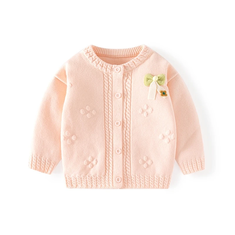 Baby Girl Cardigan Classic Kids Knitwear Cotton Cable