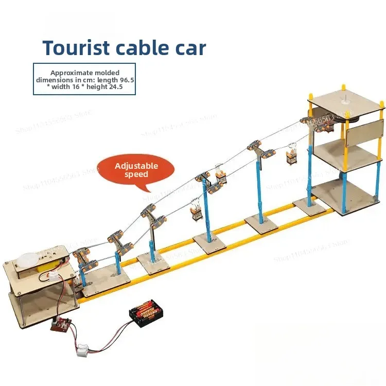 Sightseeing Cable Car, Primary and Secondary School Students STEAM Maker Science Experiment Technology Small Production Handmade