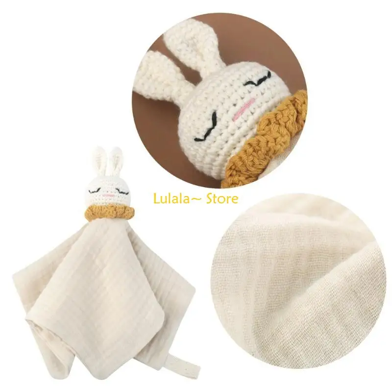 y4qa-baby-teething-towel-feeding-bib-soft-security-blanket-cotton-burping-cloth-infant-shower-gift-knitted-rabbit-sleep-toy