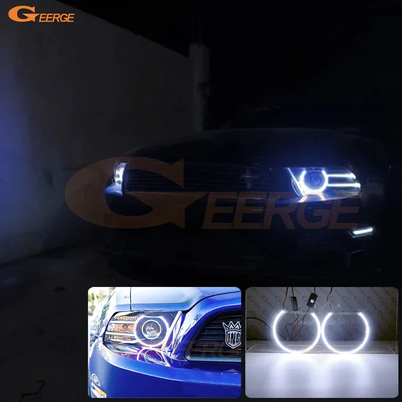 

For Ford Mustang 2013 2014 Excellent DRL Day Light Ultra Bright COB Led Angel Eyes Kit Halo Rings