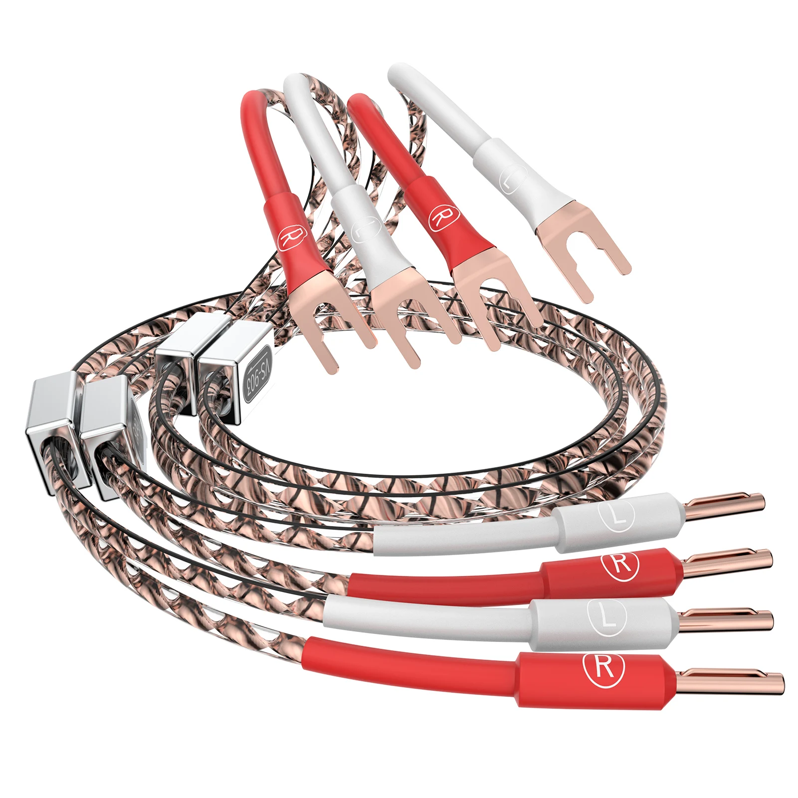Viborg VS903 HiFi Flat Speaker Cable Pure Copper Speaker Wire for Home Theater In-wall Under Carpet Banana Y Plug