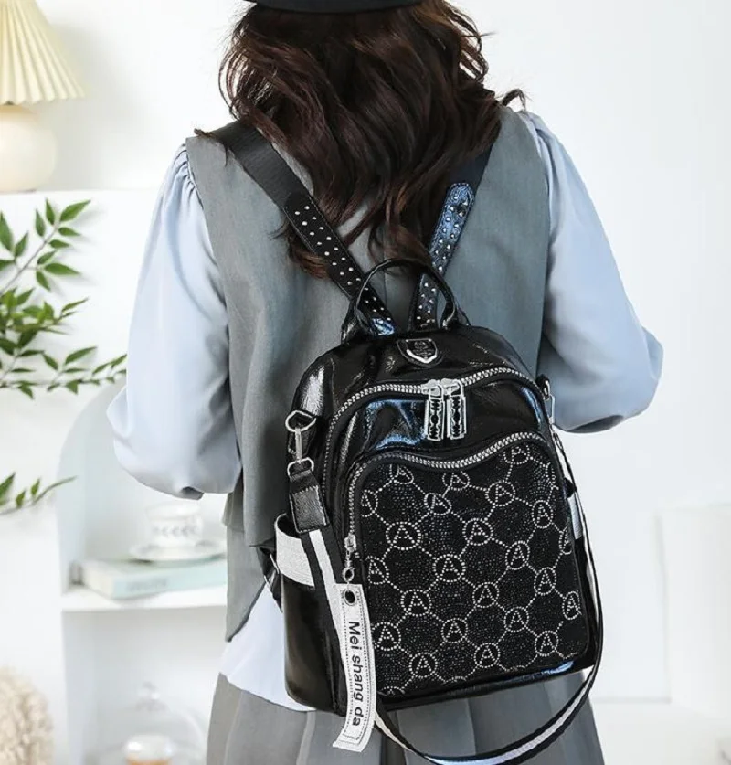 

Korean New Women's Luxury Fashion Soft Leather Backpacks High Capacity Travel Shoulder Bags Totes Crossbody Backpack School Bag