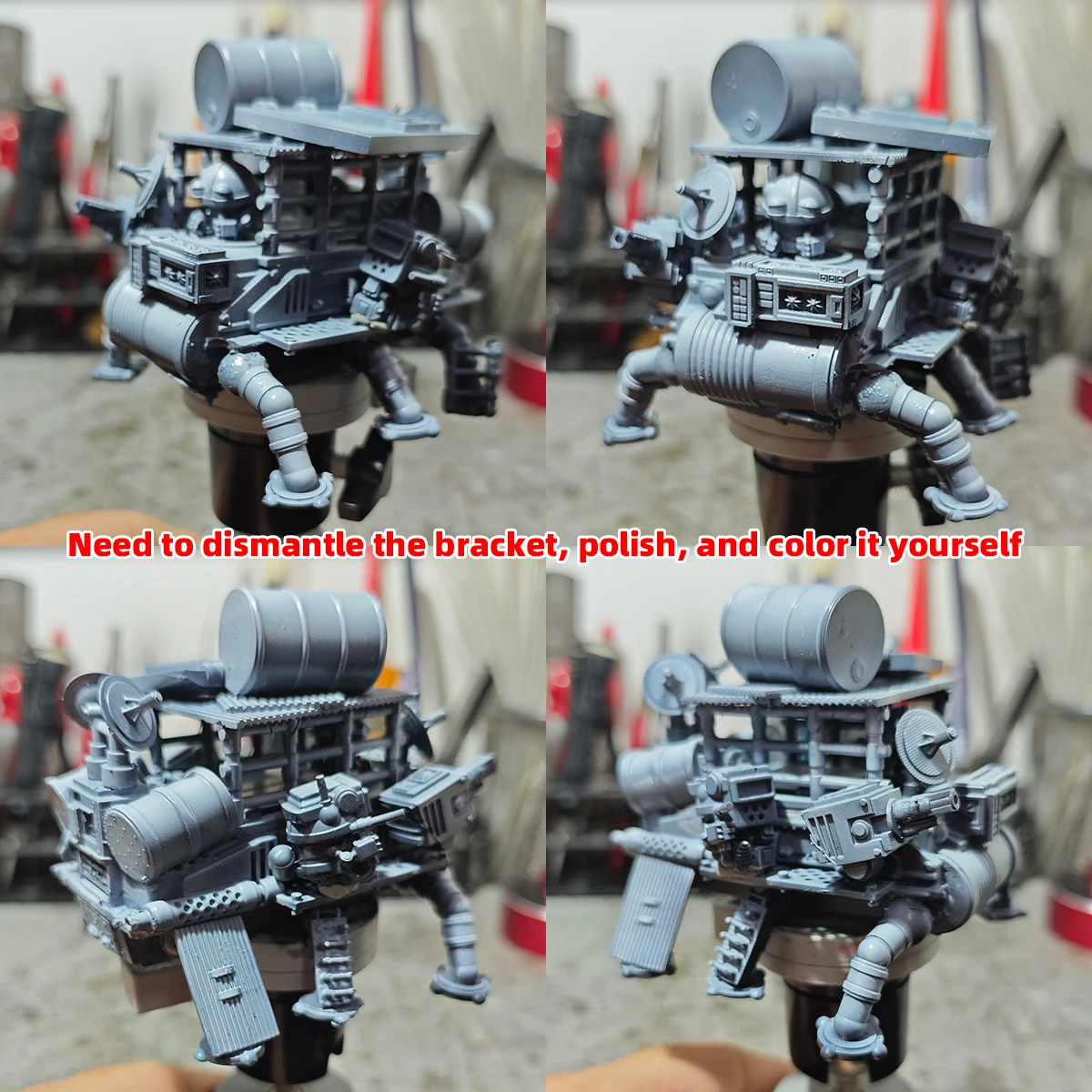 Q-Version Maßstabsmodell-Set 3D-Harz Miniatur-Soldatenfiguren Diorama Unbemalte Sci-Fi-Cartoon-Hexapoden-Mecha-Panzer-Angriff DIY – Detail 4