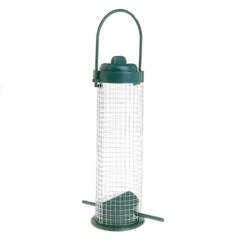  Bird Feeder with Perch Metal Mesh Tube Suet Ball Fruit Bird Feeders for Outdoor