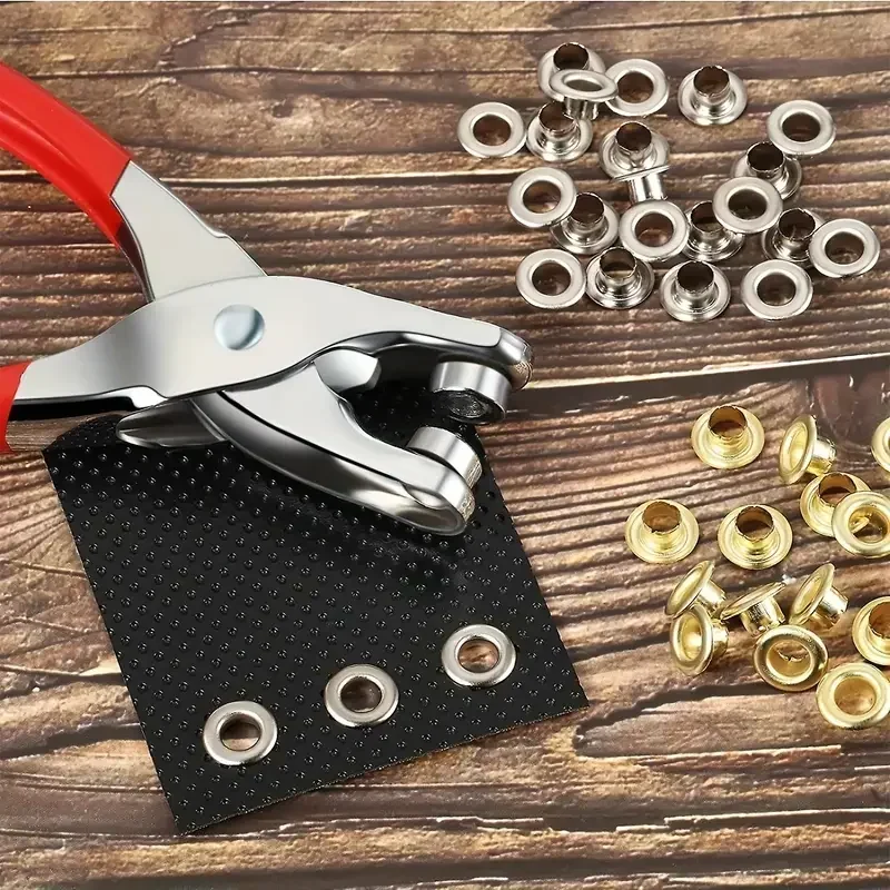 1 Set 1/4 Inch Grommet Eyelet Plier Set, Eyelet Hole Punch Pliers Kit With 100 Metal Eyelets, Grommet Tool Kit For Leather Cloth