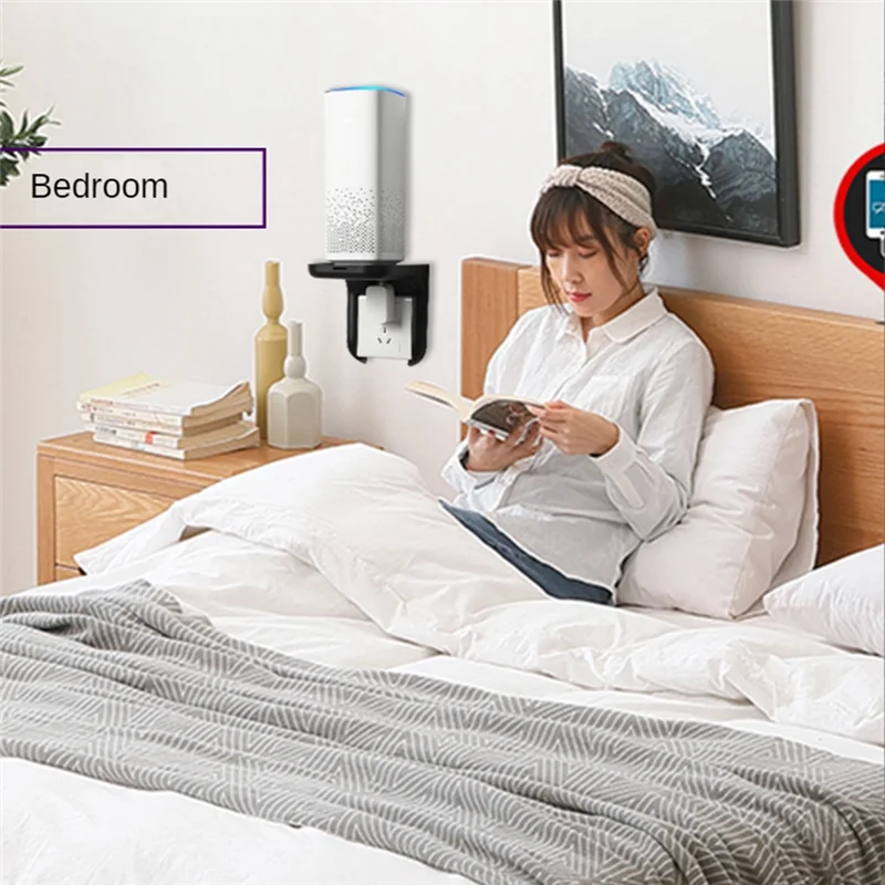 

B29C-Wall Socket Rack No Punching Required Socket Shelf Suitable for Smart Audio Brackets Bathroom Storage Organizer White
