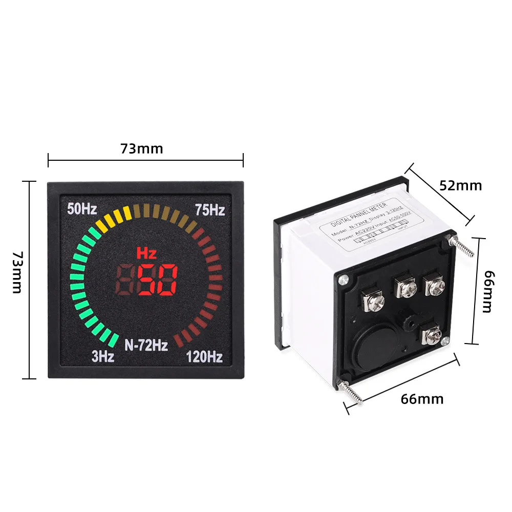 3-120Hz AC Frequency Meter indicatore luminoso di segnale 72x72 giradischi LED Display digitale Hz Tester N-72HZ misuratore di frequenza incorporato