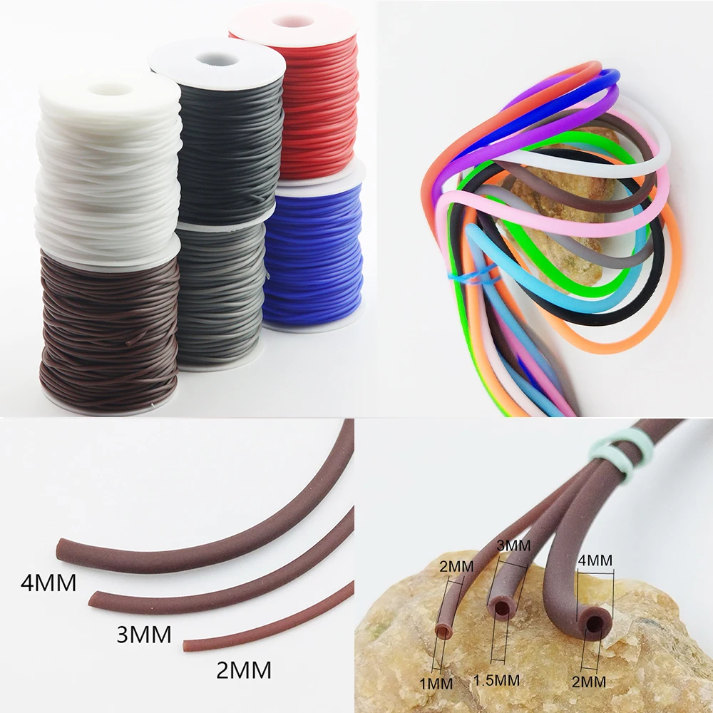 2/3/4MM 1Meters  Hollow Rubber Tube Silicone Cord Candy Colored Hose DIY Jewelry Necklace Making Bracelet Popular String