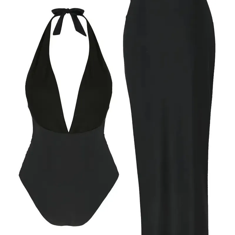 2 Piece Swimsuits for Elegant Women Starfish One Piece Bathing Suits with High Split Skirt Cover ups Sexy Halter Bikini Sets