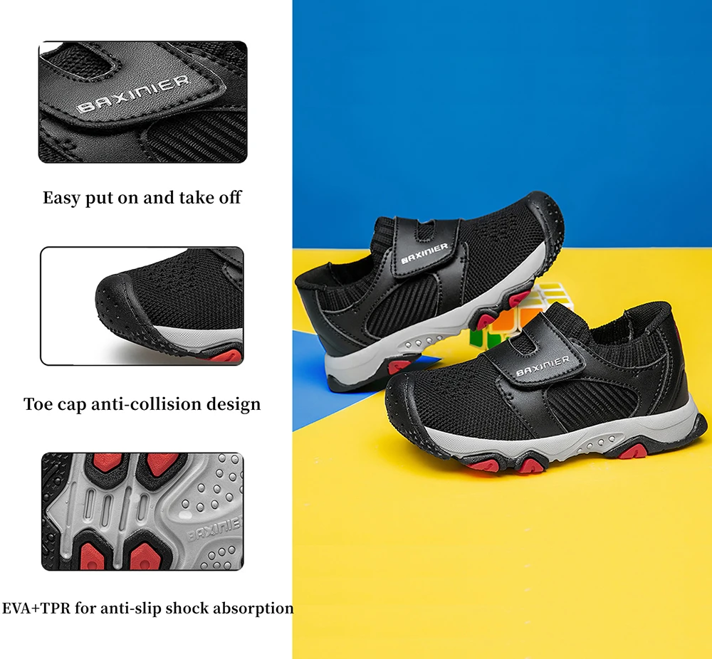 BAXINIER Kids Sneakers Outdoor Soft Rubber Sole Multi-Functional Shoes Lightweight Floor Sneaker Toddler Boys First Walkers