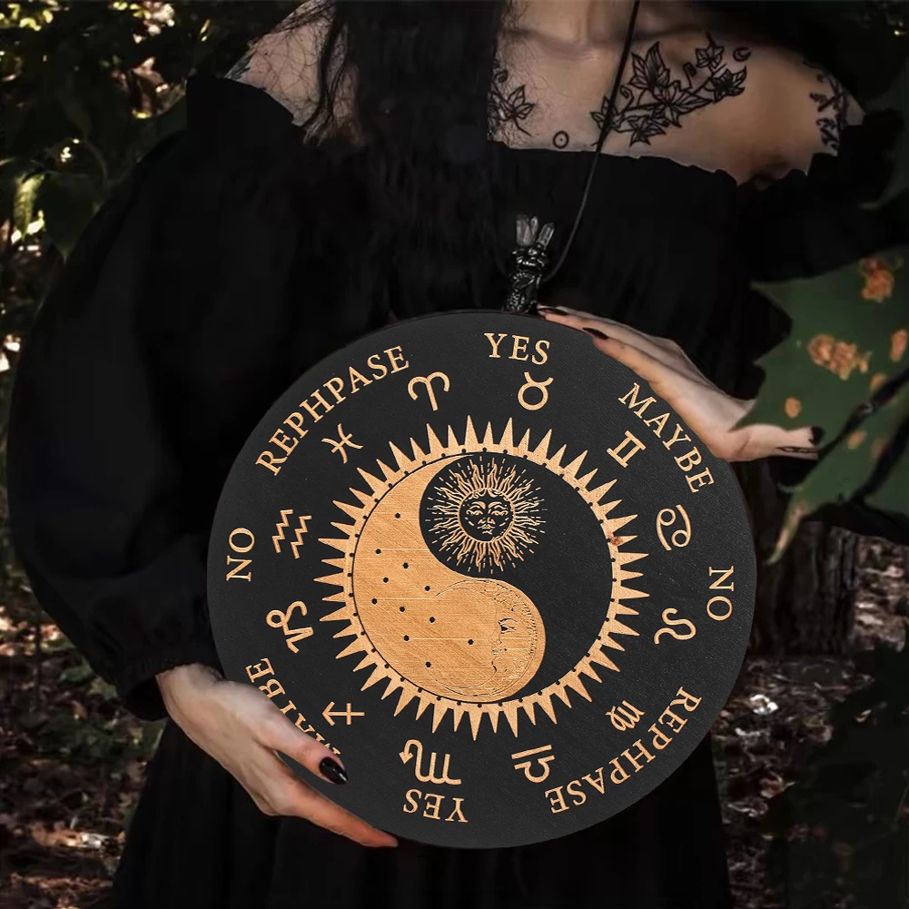 Sensotaiji 12の星座ラウンドボード、家の装飾の飾り、DIY占いマット、精神スイングゲーム、パーティーアクセサリー、レーザーメッキ、1個、25cm