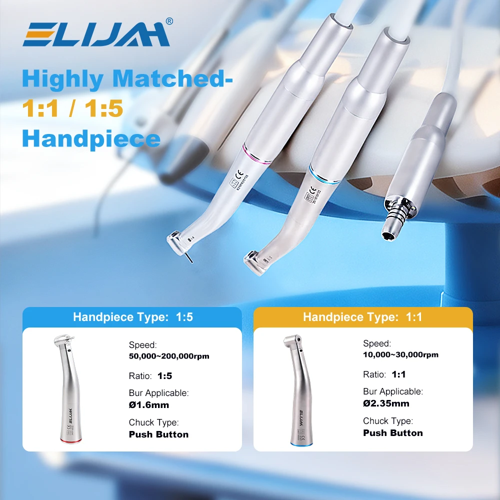 ELIJAH Dental Brushless Electric LED Micromotor Can Work with 1:5 1:1 16:1 Contra Angle Straight Low Speed Handpiece Dental Tool
