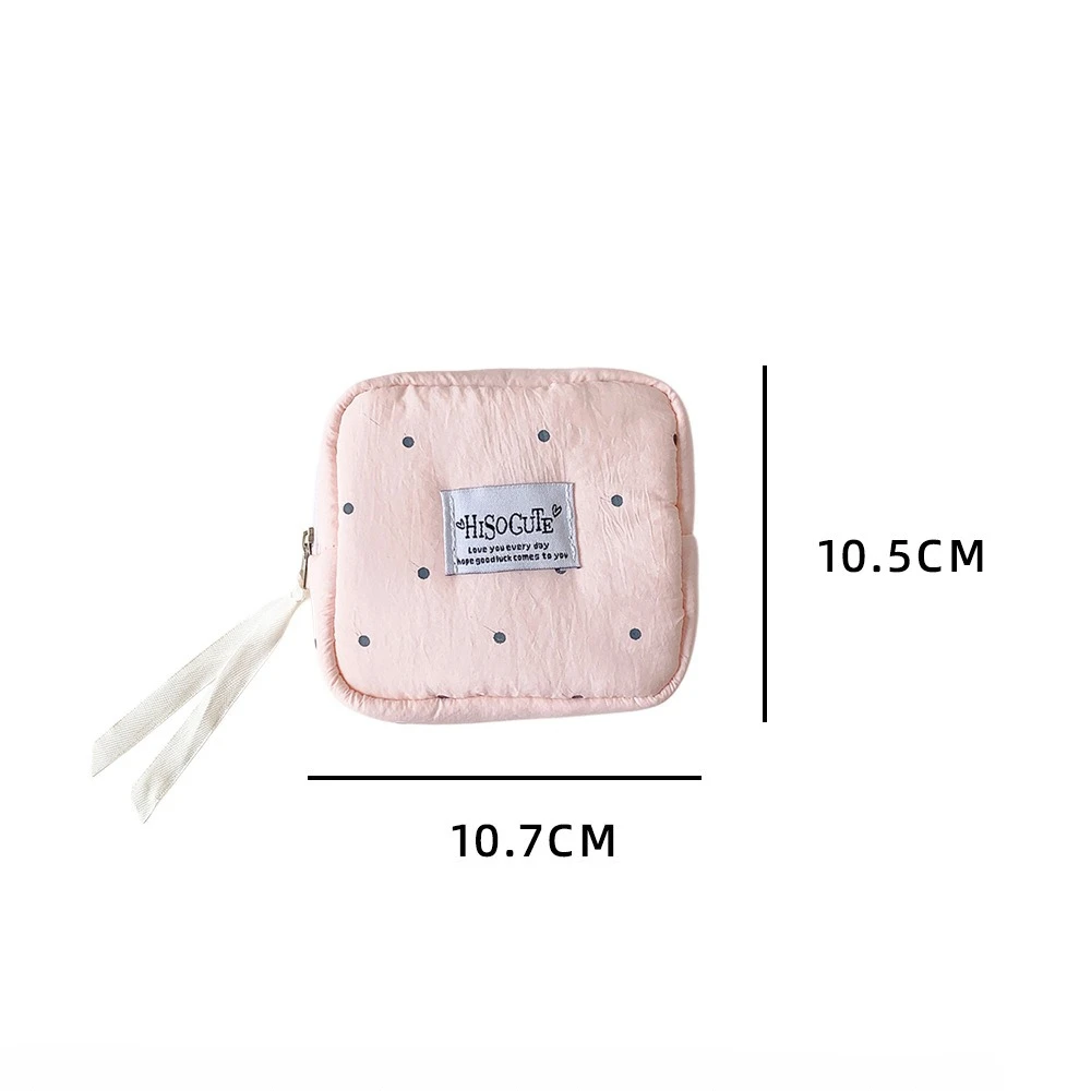 Gepunktete Einfarbige Quadratische Kosmetiktasche Mädchen Tragbare Kleine Lippenstift-Tasche Studenten Einfache Damenbinden-Aufbewahrungstasche – Detail 6