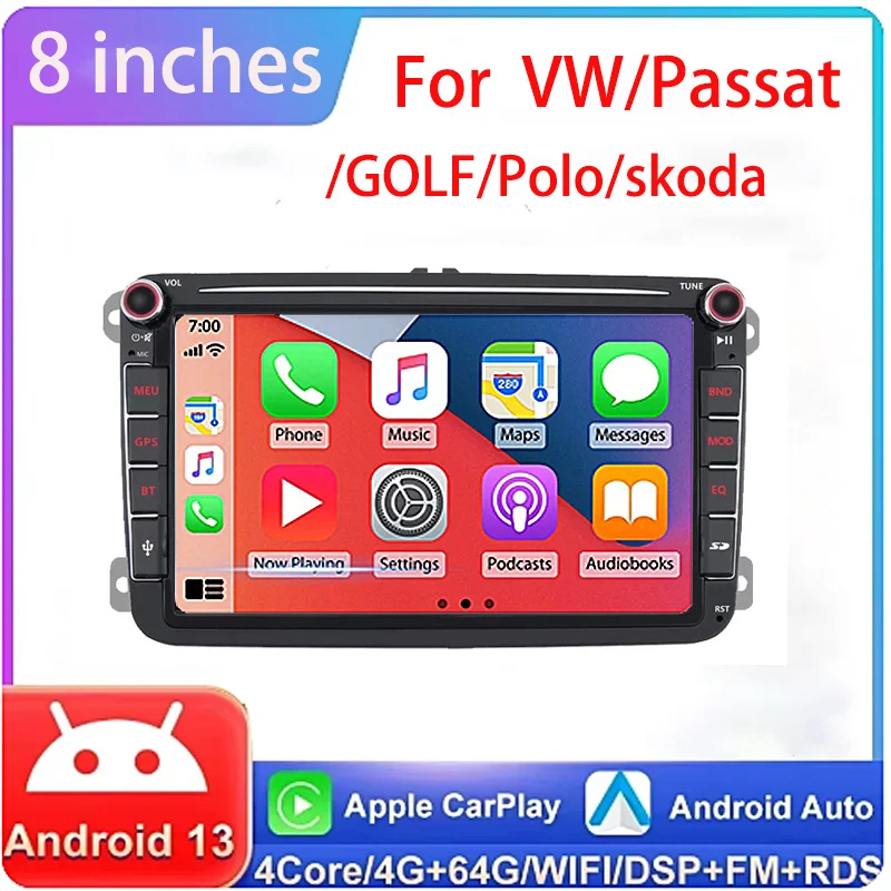 

8"Carplay Android Car Radio multimedia Player Audio Stereo GPS Navi For VW Skoda Octavia Golf Touran Passat B6 B5 Polo jetta