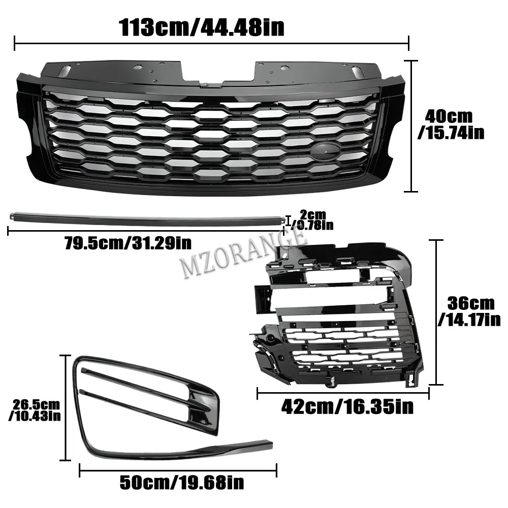 For Land Rover Range Rover Vogue L405 2018 2019 2020 Front Bumper Grille Fog Light Cover Trim Decoration Car Accessories