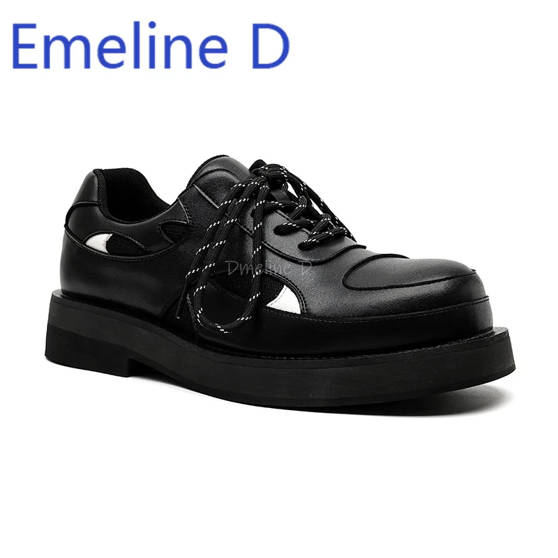 

Матовые черные туфли дерби, мужские повседневные кожаные туфли, увеличивающие рост, на шнуровке, на толстой подошве, увеличивающие рост