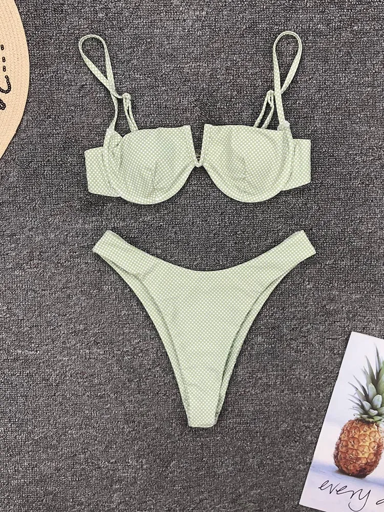 2023 New Sexy V Neck Bikini Swimwear Women Two Pieces Swimsuit Push Up Bikini Set Brazilian Bathing Suit Beachwear Swimming Suit