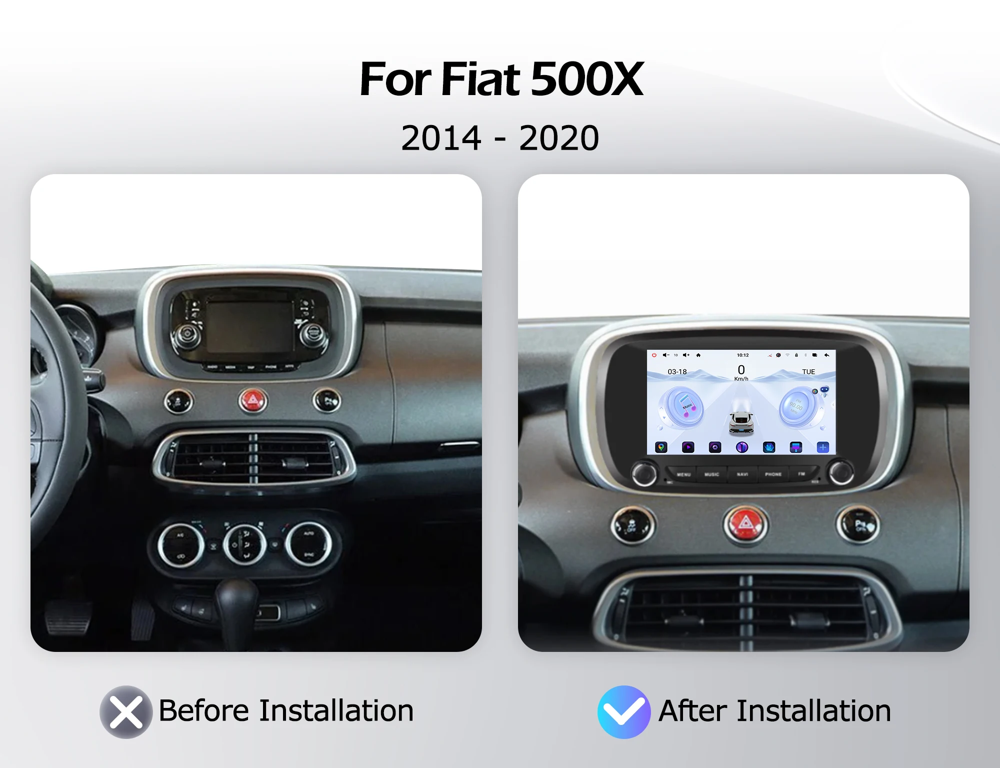 Android Auto 7 inch For Fiat 500X 2014-2020 Car Radio GPS Navigation Wireless CarPlay Lntelligent Multimedia Player Touch Screen