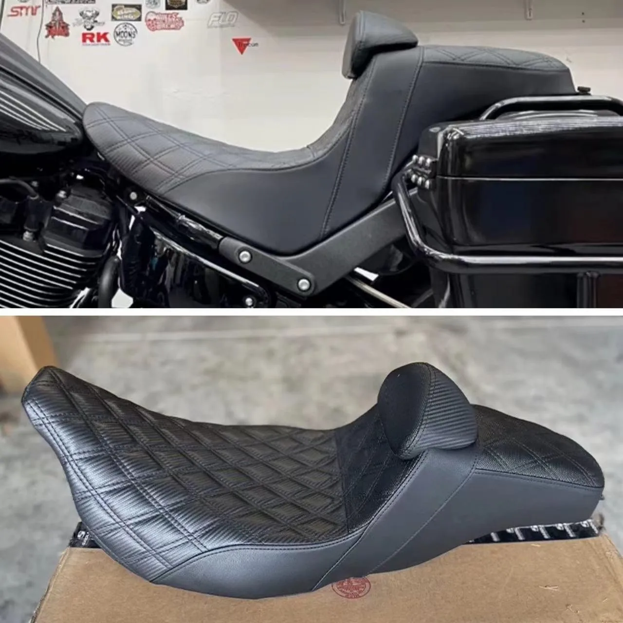 

Motorcycle Two-Up Seat Front Rear Driver Passenger Cushions Seat For Harley Softail Low Rider S ST Street Bob FXLRS FXLRST FXSB