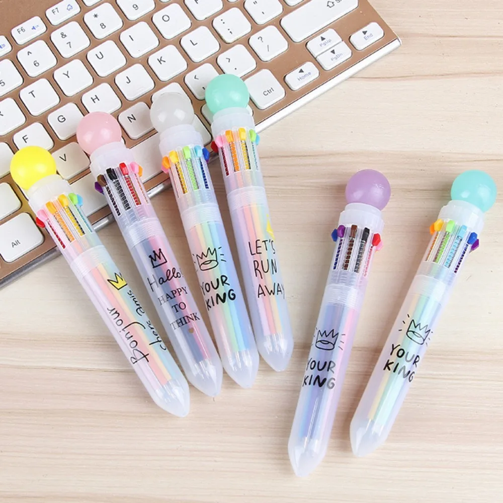 

1Pcs Creative Multicolor Office School Ballpoint Pen For Kids Gift Fashion 10 Colors Stationary Writing Pens Simple Signing Pen