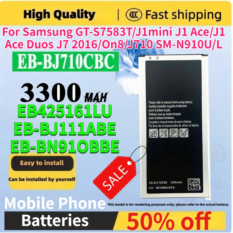 Batería de Teléfono Móvil de 3300mAh EB-BJ710CBC EB-BN910BBE EB425161LU EB-BJ111ABE para Samsung GT-S7583T/J1mini J1 Ace/J1 Ace Duos J7