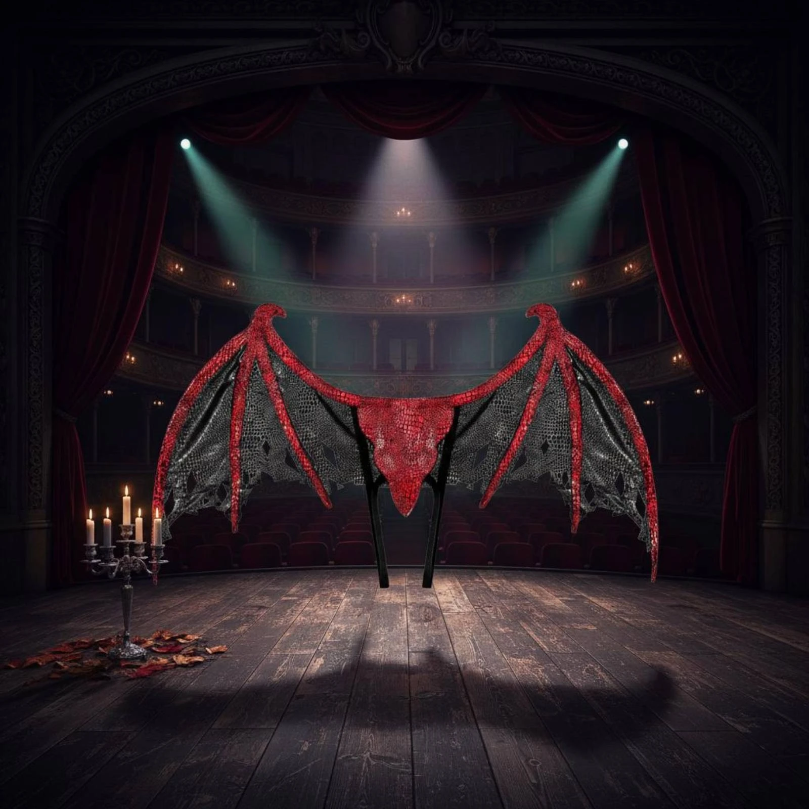 Dragon Wings Eye-Catching Halloween Dragon Wings Red Black Appendage Prop Glittery Party Accessory Intricate Pattern for Cosplay