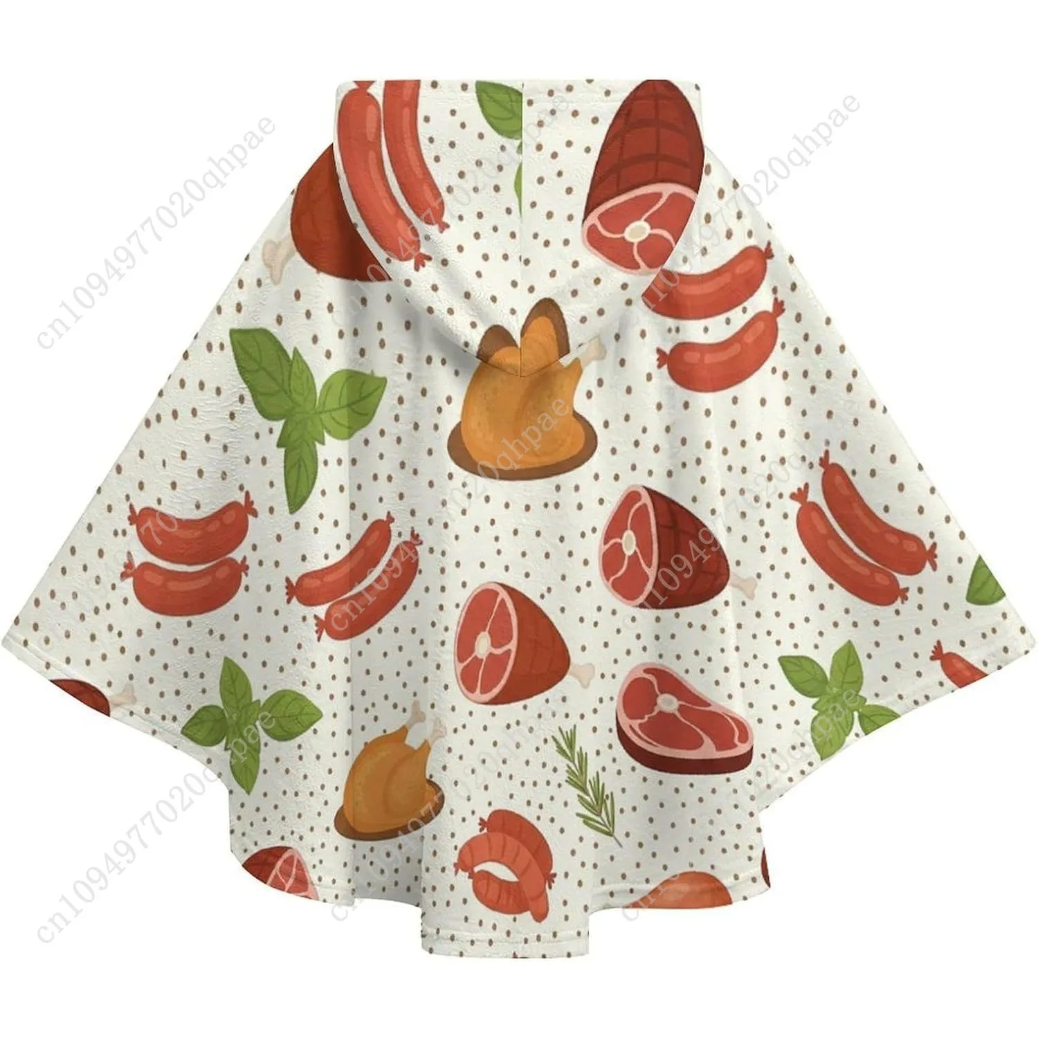 سترة بطانية مريحة من الفلانيل، هوديي كبير الحجم بنمط منتجات اللحوم مع جيوب للأطفال والمراهقين #6