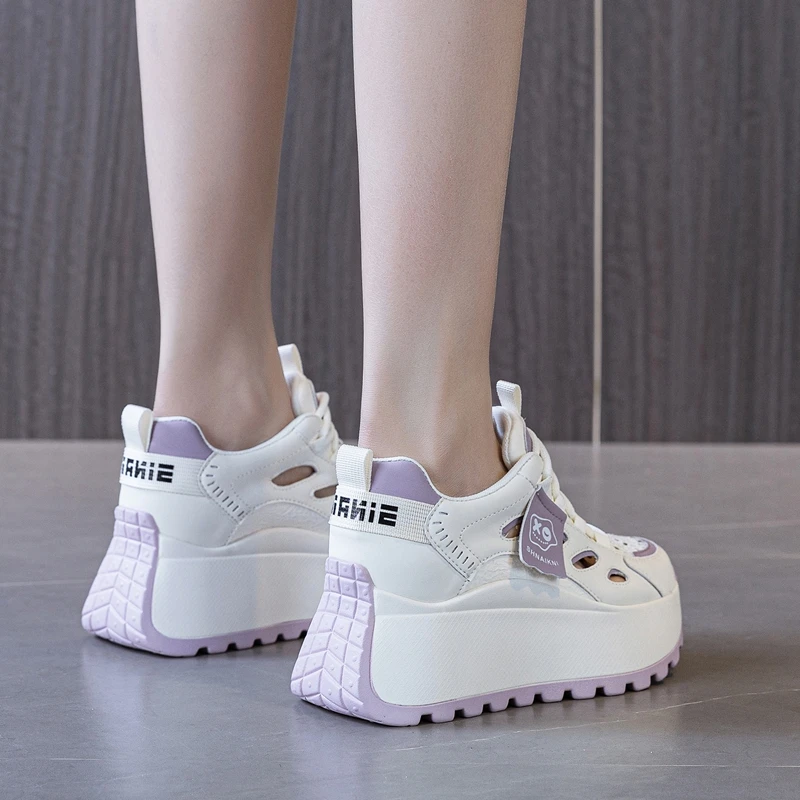 AUTUSPIN 7cm Chunky Sports Sandals Summer Hollow Out Women's Vulcanize Shoes Fashion Platform Ladies Sneakers Mixed Colors Woman