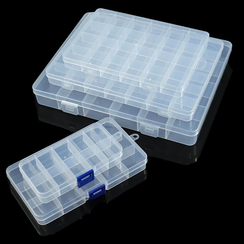 

6-32 Grid Transparent Fixed With Slot Beaded Anti-string Grid Plastic Storage Box Jewelry Classification Parts Division Box