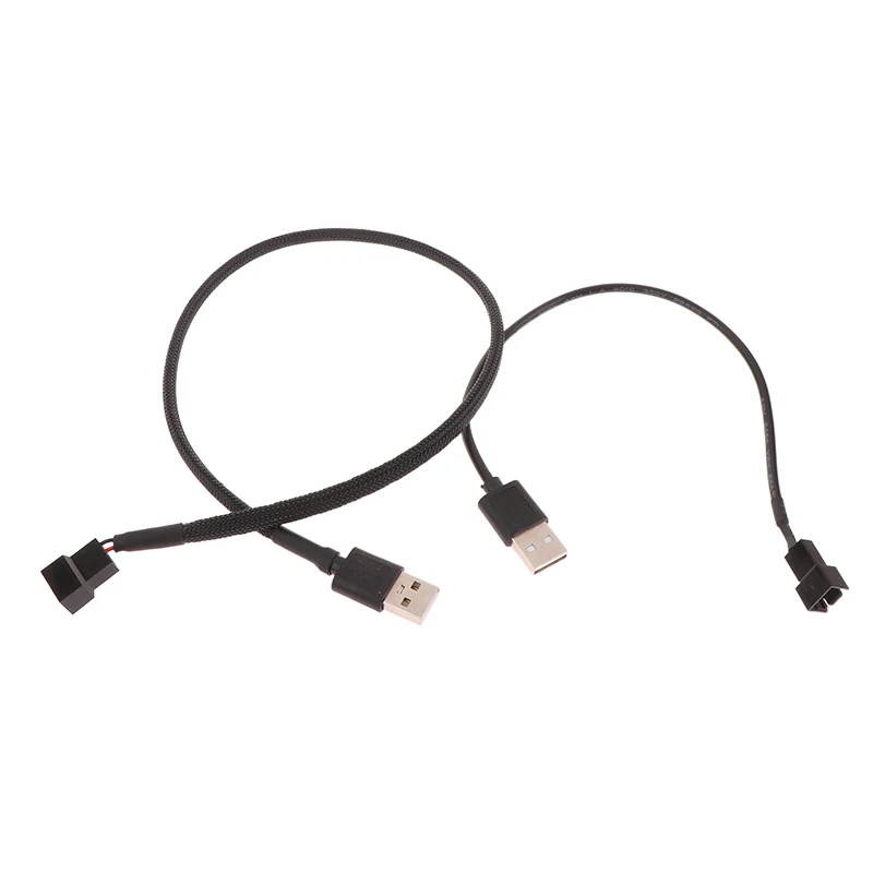 1PC Case Fan Adapter Connector Cable USB 2.0 A Male To 3-Pin PWM 5V USB Sleeved Fan Power Adapter Cable