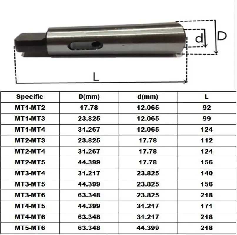 MT1-MT4 MT2-MT4 MT3-MT4 45# Steel Morse Taper Reducer Sleeve For Lathe Milling Drill