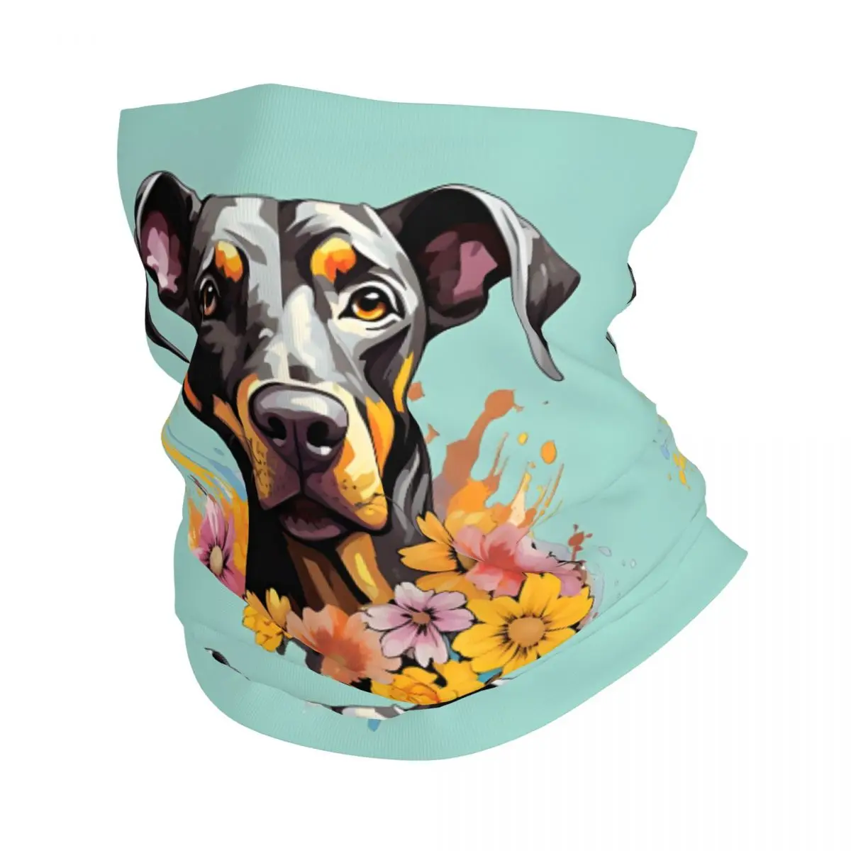 Dobermann Watercolour Headband Neck Warmer Men Ski Running Tube Scarf Medical Nurse Face Bandana Gaiter