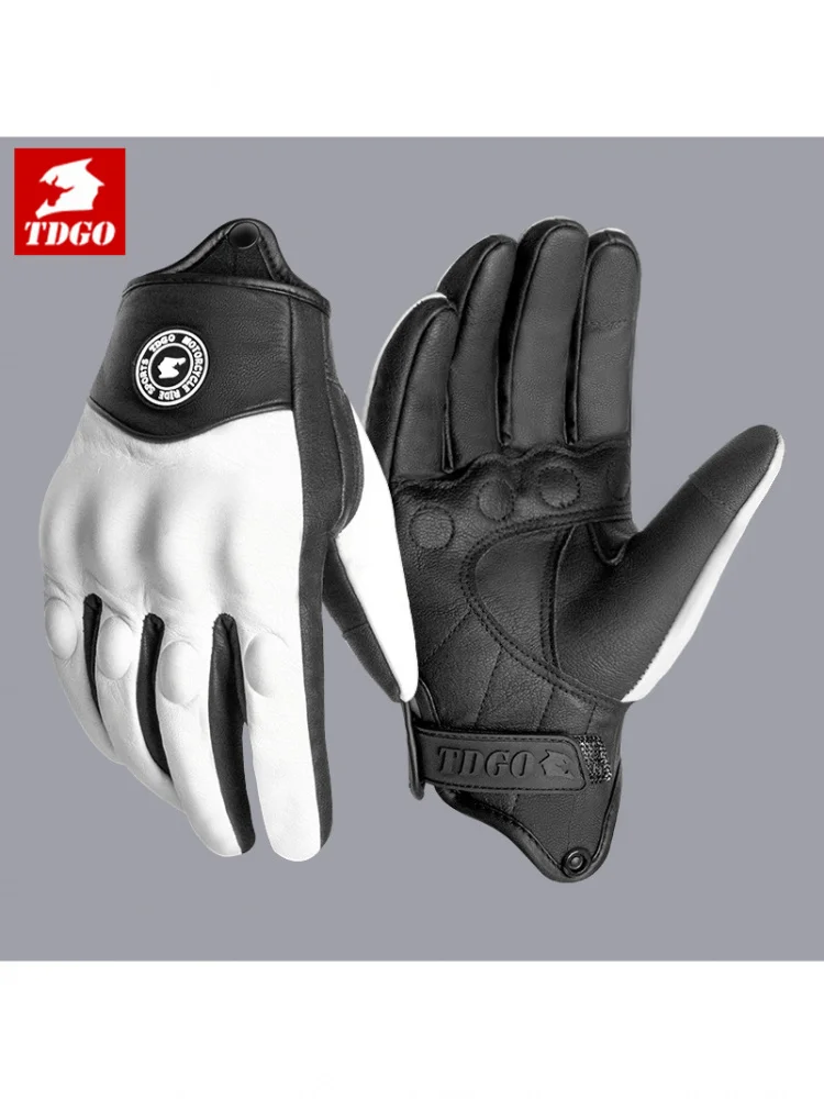 AliExpress Motorcycle Genuine Leather Gloves Anti-Fall Retro Riding Windproof Warm Autumn Winter Rider Gear All-Season Universal Men Women