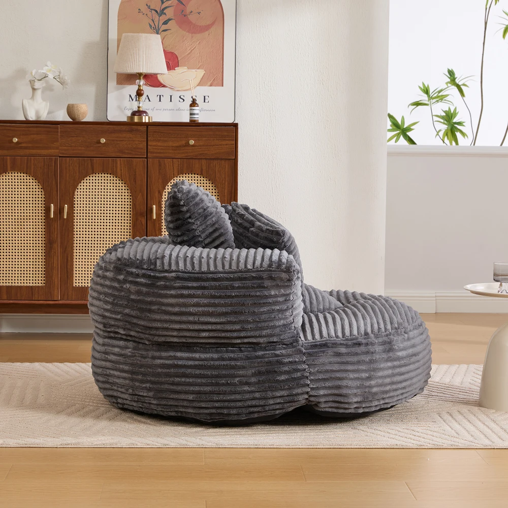 Single Bean Bag Chairs, Bean Bag Sofa for Adults, Kids,Corduroy Bean Bag Chair with 3 Pillows & Armrest,Beanbag Chair & Lazy Sofa with Foam Filler for Bedroom Living Room Dorm