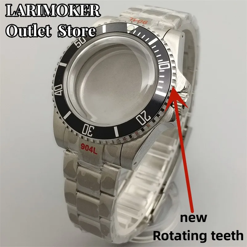 LARIMOKER 40.2mm New Bezel vintage silver  Strap case  dome coated glass fit NH35 NH36 ETA  PT movement