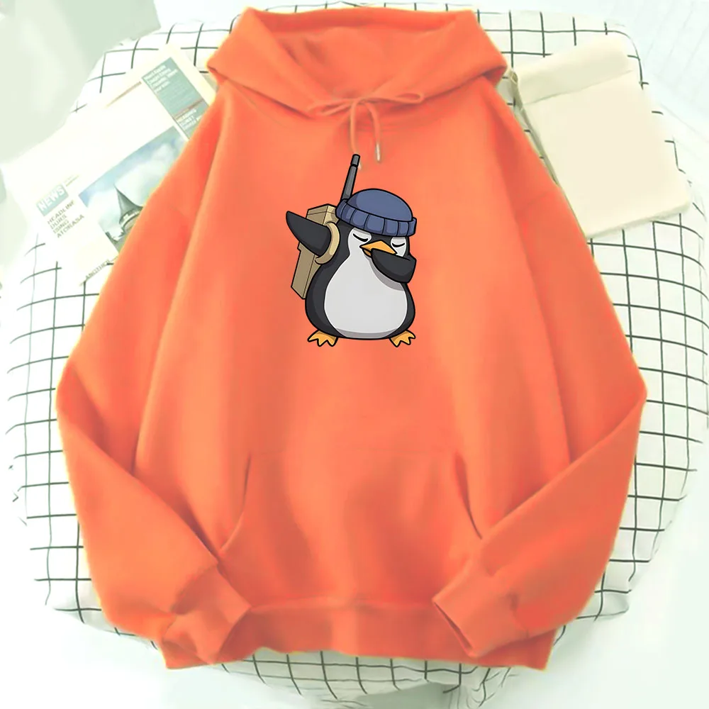 Valorant Anime High Quality Hoodies Men Women Cute Penguin Cartoon Print Pocket Long Sleeve Sportswear Funny Casual Clothes