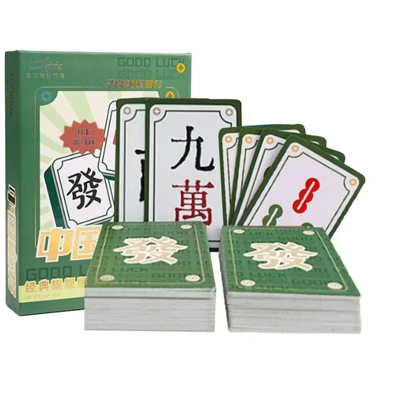 Mahjong Pokers Playing Cards Portable Travel Paper Card 136 Cards/Set Game Set Accessories For Family Gathering Party