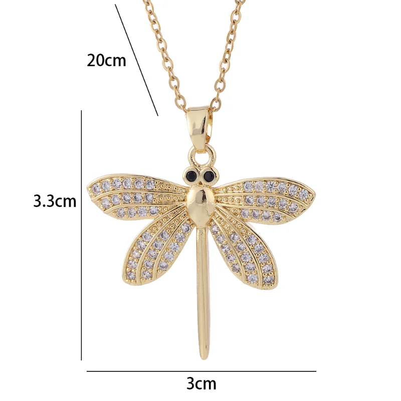 

Gold plated dragonfly necklace, Valentine's Day gift for wife A7