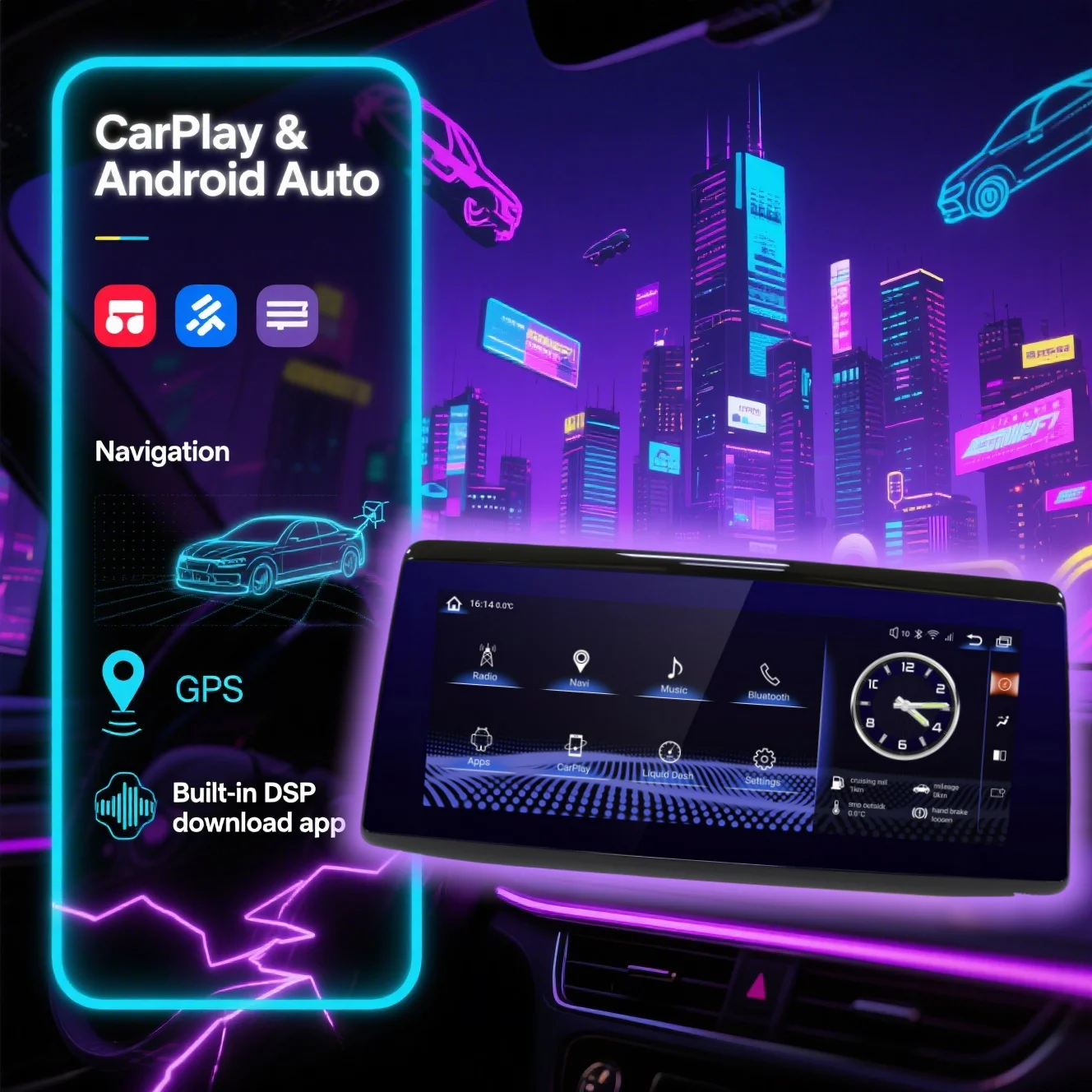 For Toyota Senna 2021~2023 12.3-inch navigation Carplay Android 13.0 multimedia player stereo Blu screen GPS  Touch Screen DSP