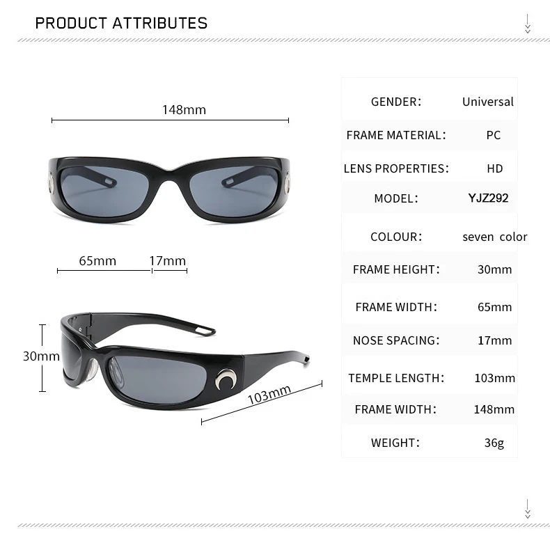 2026 Neue Rechteckige Sonnenbrille für Damen und Herren Vintage Outdoor Radsport Hip-Hop Punk Sonnenbrillen Y2k Brillen – Detail 11