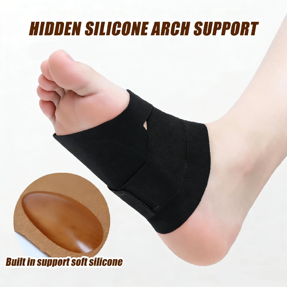 Adjustable Neoprene Arch Support Brace Wrap with Gel Pads for Men Women Arch Support Wear Over Under Socks